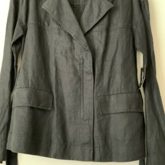 Lord & Taylor Linen Jacket Black Lightweight V-neck Belted XS - Picture 8 of 10